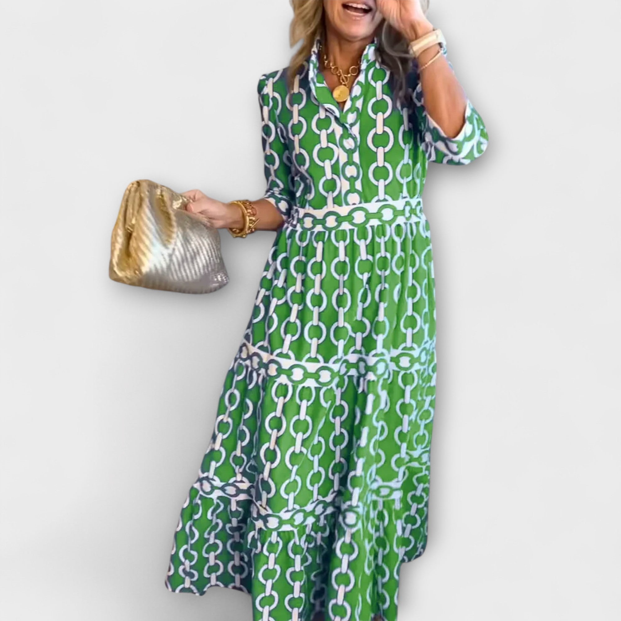 JULIANA | ROBE MIDI AVEC MOTIF CHAÎNE