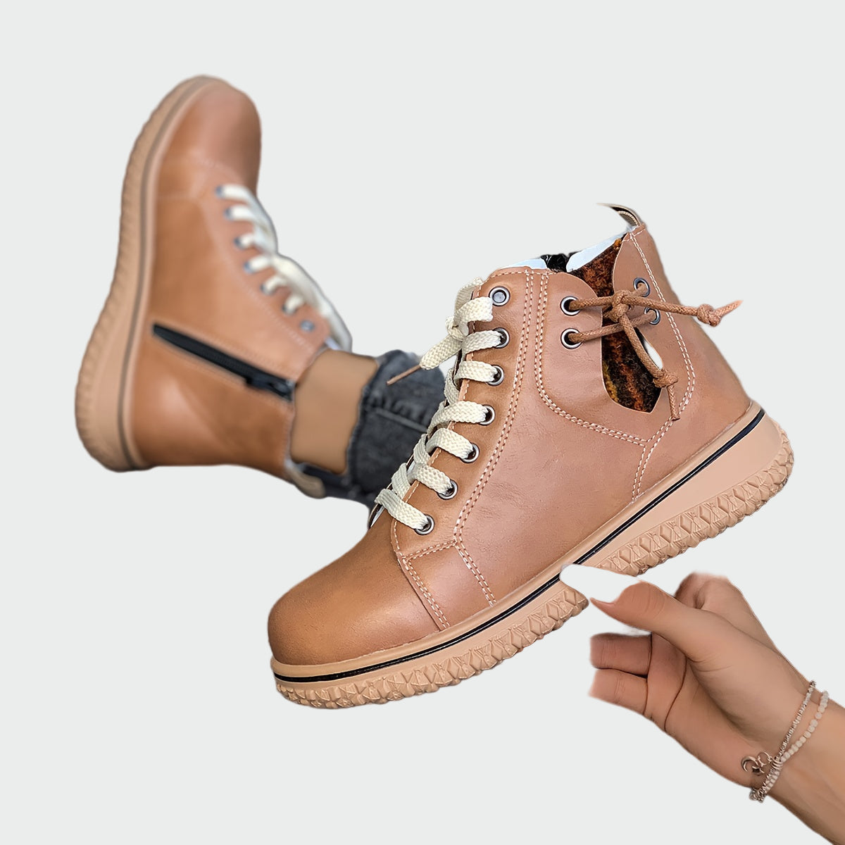 Bottines ergonomiques en cuir à la cheville