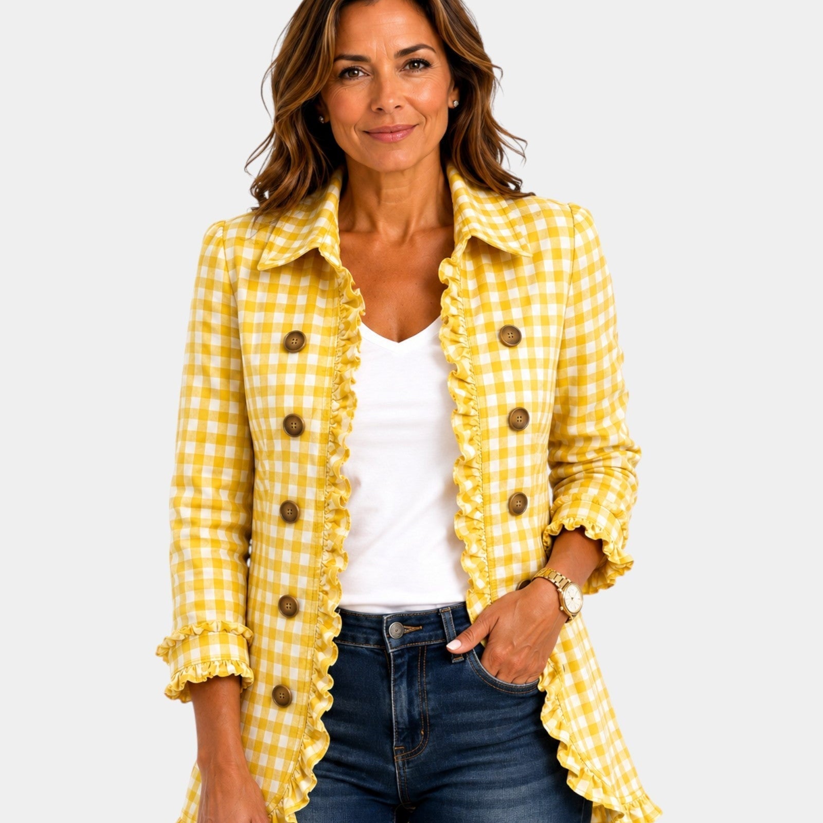 Purificación | Veste à Carreaux Vichy avec Volants