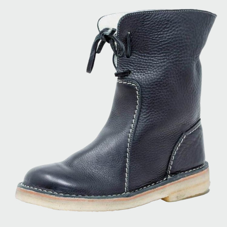 Bottes pour hommes en cuir imperméable avec doublure en laine